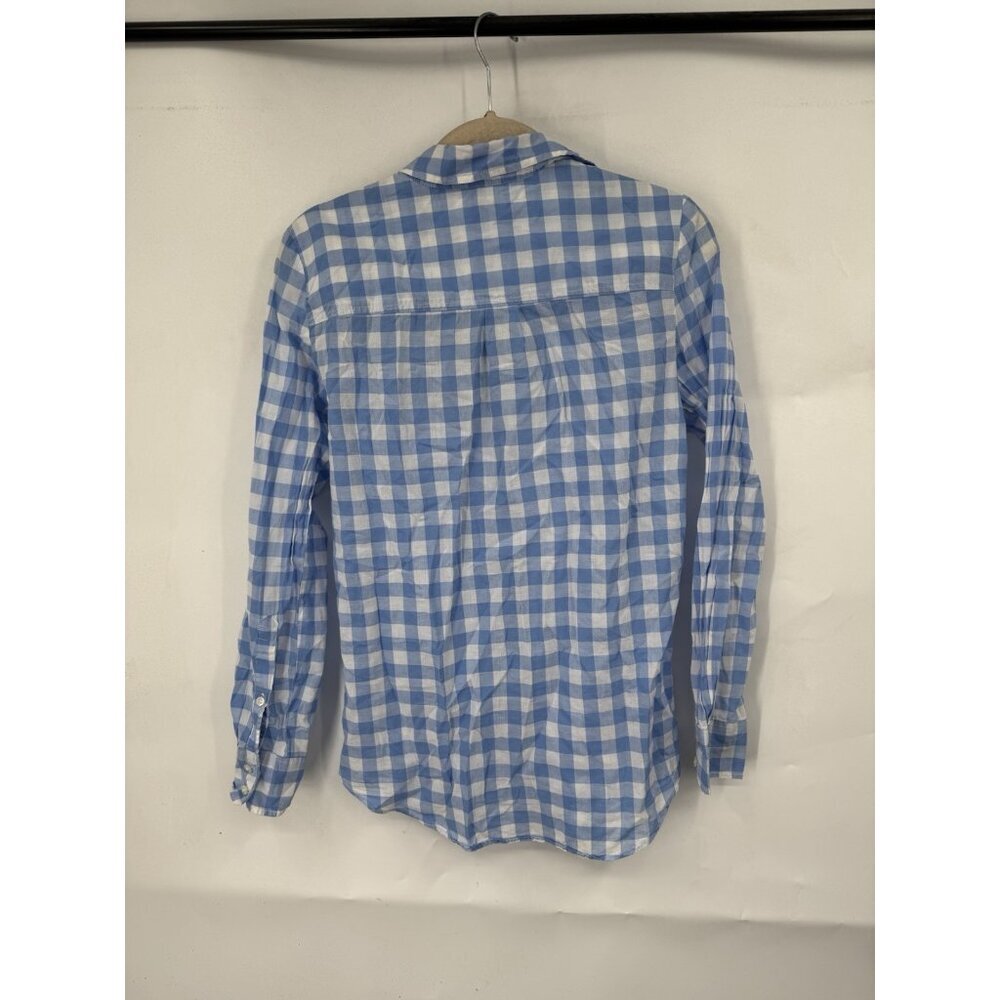 J. Crew Plaid Button Front Shirt Blue Long Sleeve Lightweight Preppy Western XXS - Picture 2 of 10